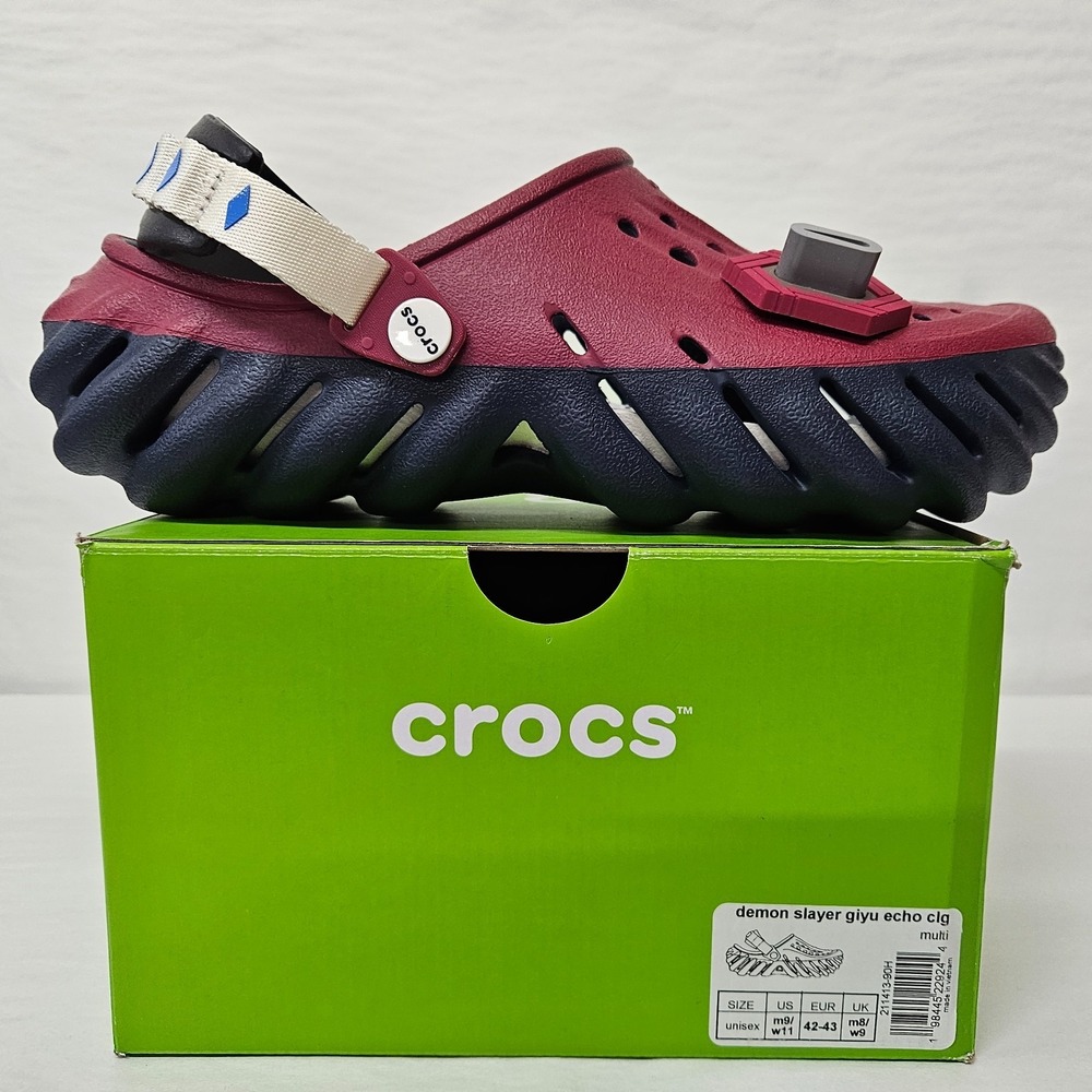 Crocs Echo Clog Demon Slayer Giyu Tomioka 211413-90H Burgundy Navy Men's‎ Size 9